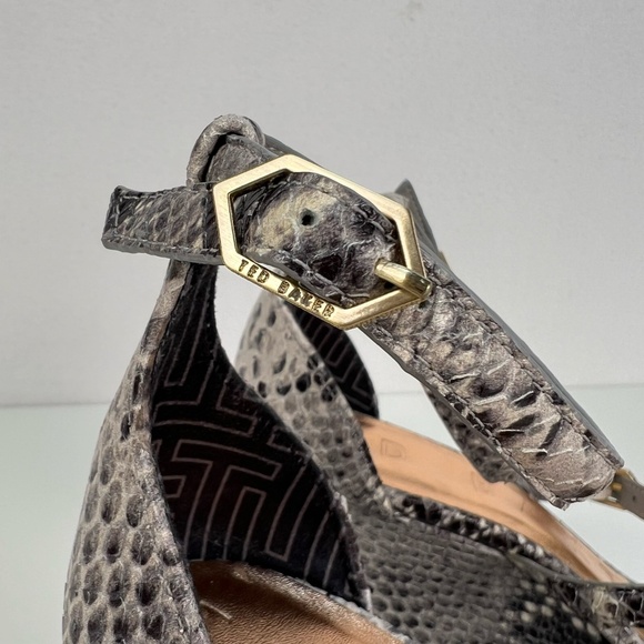 Ted Baker London Wedge Heel Sandal Weliin Snake Print Women's 38.5 US 8 Strappy - Picture 2 of 15